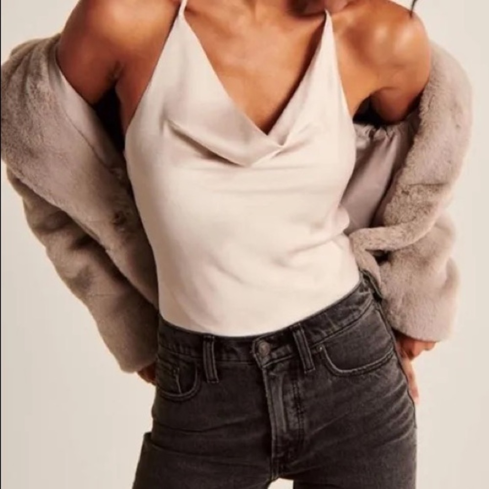 Satin cowl neck bodysuit